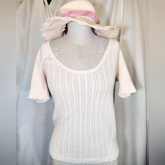Nordstrom Sweaters - 2 Pc: Nordstrom Sun Hat+Victoria Secret Knit Sweater, Short Sleeve Drop Neck, M